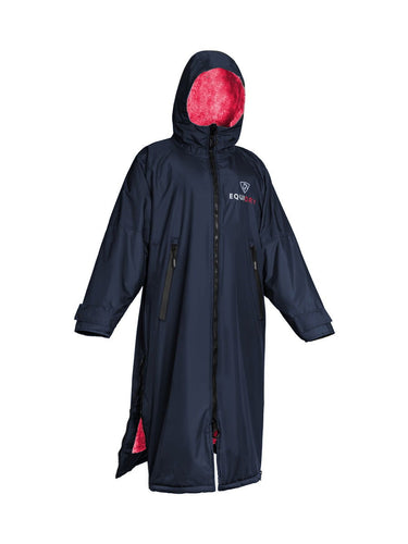 EQUIDRY waterproof horse riding raincoat All Rounder Original thick fleece Women's Navy/Raspberry