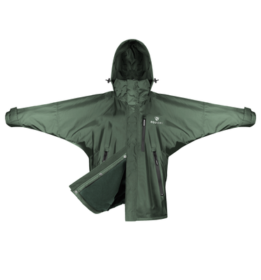 EQUIDRY women's waterproof short blouson style horse riding jacket in black forest green