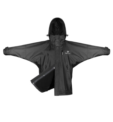 EQUIDRY women's waterproof short blouson style horse riding jacket in black/black