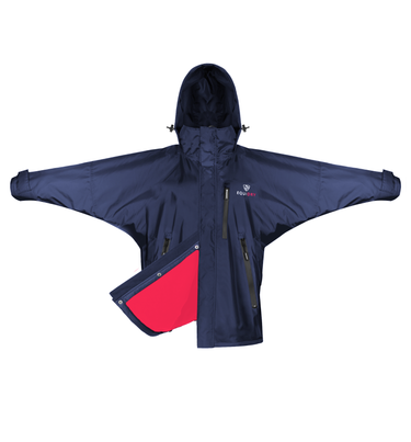 EQUIDRY women's waterproof short blouson style horse riding jacket in navy/raspberry