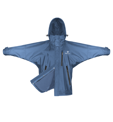 EQUIDRY women's waterproof short blouson style horse riding jacket in steel blue