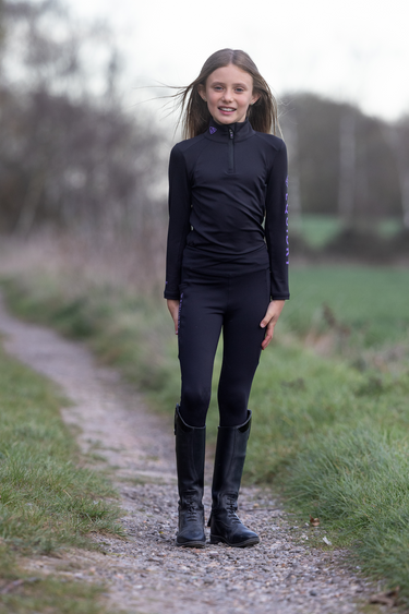 Children's Water Repellent Base Layer | Black/Lilac
