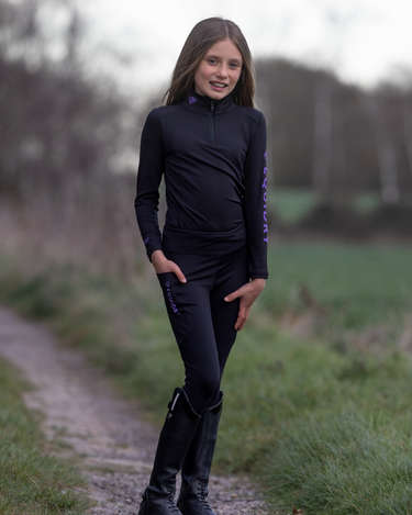 Water Repellent Leggings | Children's Black/Lilac