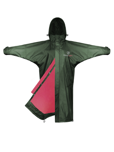 Evolution Children's | Mesh Lined | Stowaway Hood | Black Forest Green/Peacock Pink - EQUIDRY