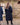 EQUIDRY women's long waterproof horse riding coat in navy/cream mums stood spectating riding lesson by arena, back of coats 